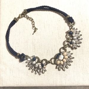 Chloe and Isabel Morningtide collar necklace, blue satin braid w/ rhinestones